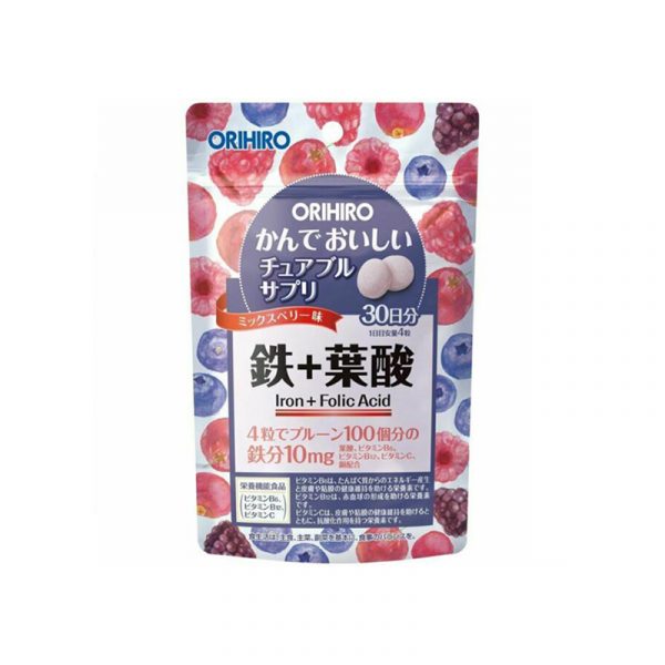4f774bdf orihiro tasty chewable supplement iron folic acid 1 - Viên nhai bổ sung Sắt và Acid Folic Orihiro 120 viên
