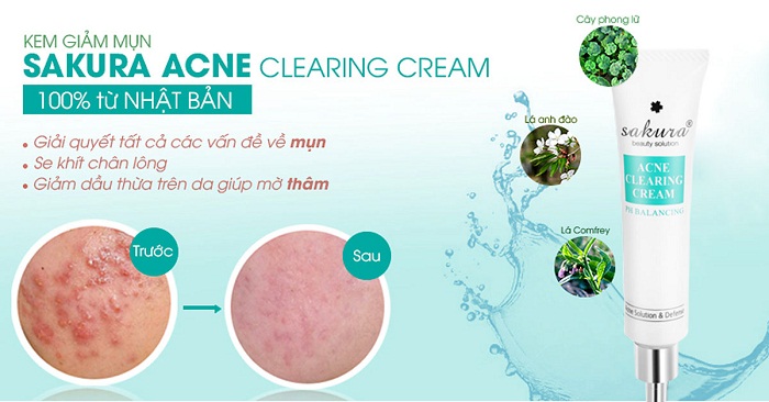 334f5948 kem tri mun sakura acne - Kem trị mụn Sakura Acne Clearing Cream 25g