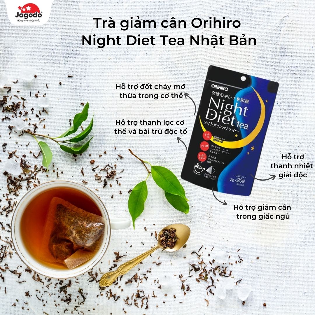 Trà giảm cân Orihiro Night Diet Tea Nhật Bản (20 gói x 2g)