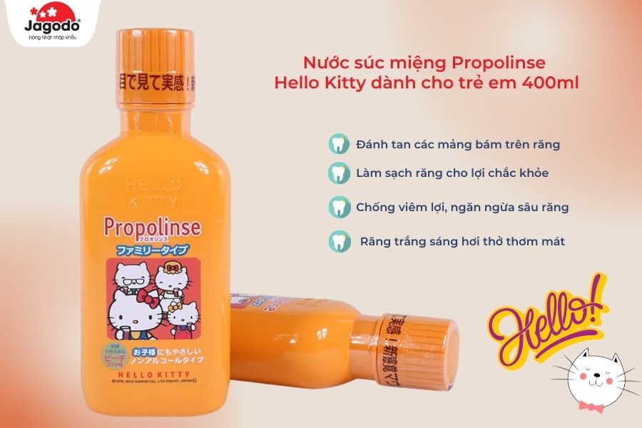 Nước súc miệng Propolinse Hello Kitty dành cho trẻ em 400ml