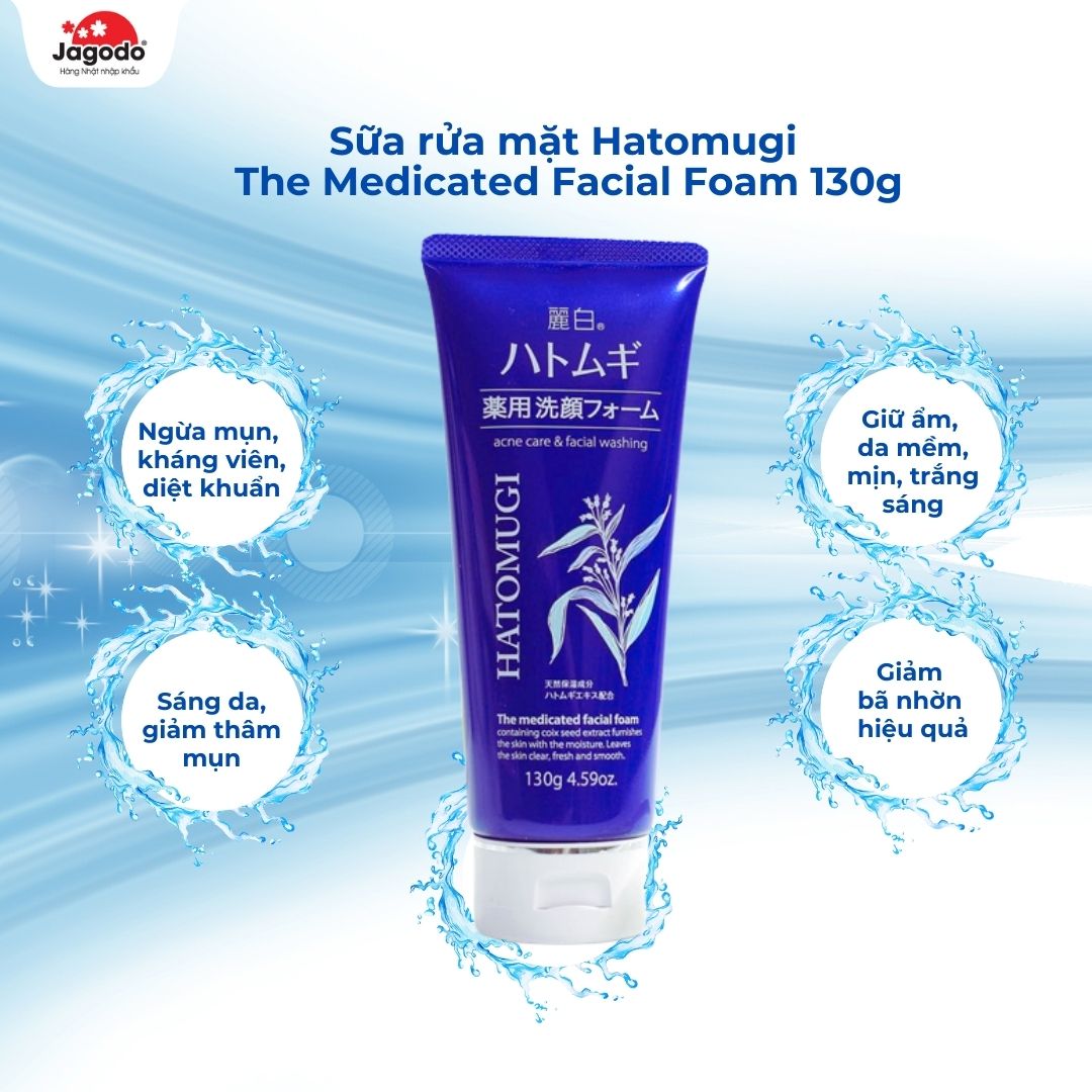 Sữa rửa mặt Hatomugi The Medicated Facial Foam 130g