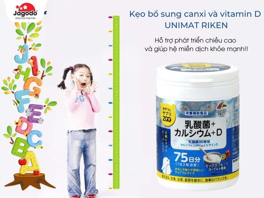 Kẹo bổ sung canxi và vitamin D Unimat Riken 