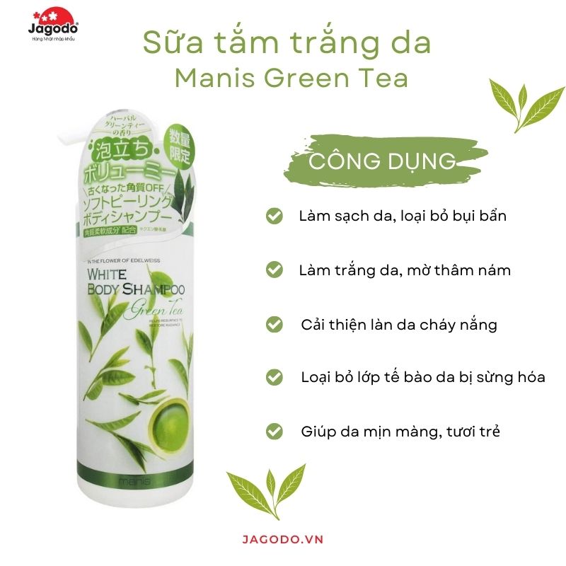 Sữa tắm trắng da Manis White Body Shampoo Green Tea
