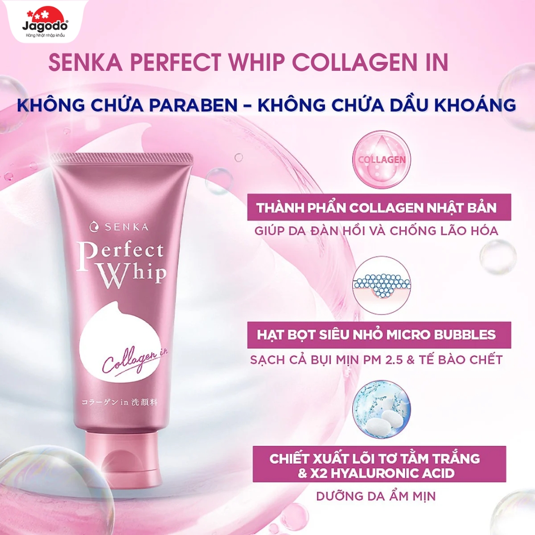 Sữa rửa mặt Senka Perfect Whip Collagen In 120g