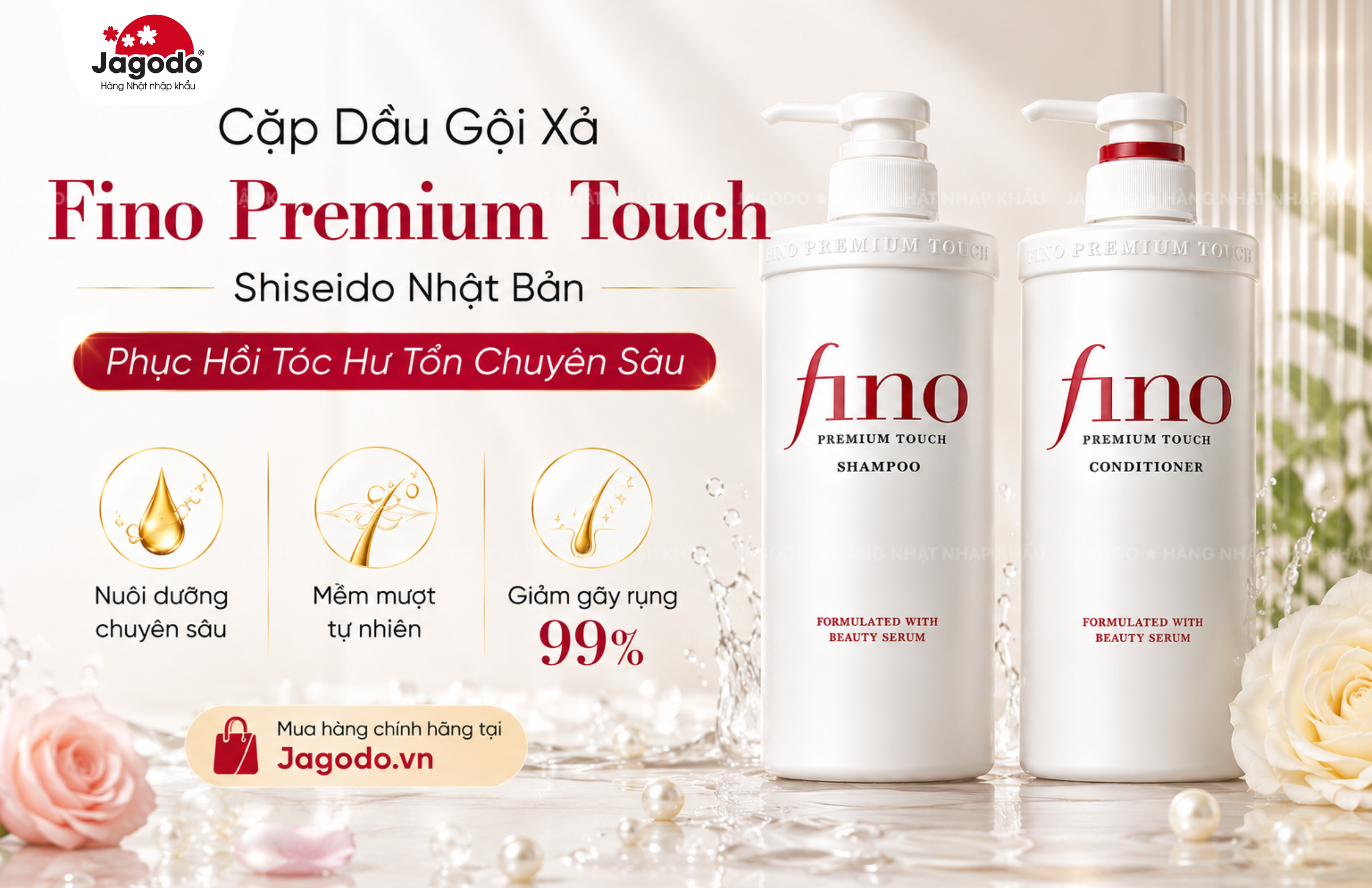Cặp Gội Xả Fino Premium Touch Shiseido Nhật Bản 550ml