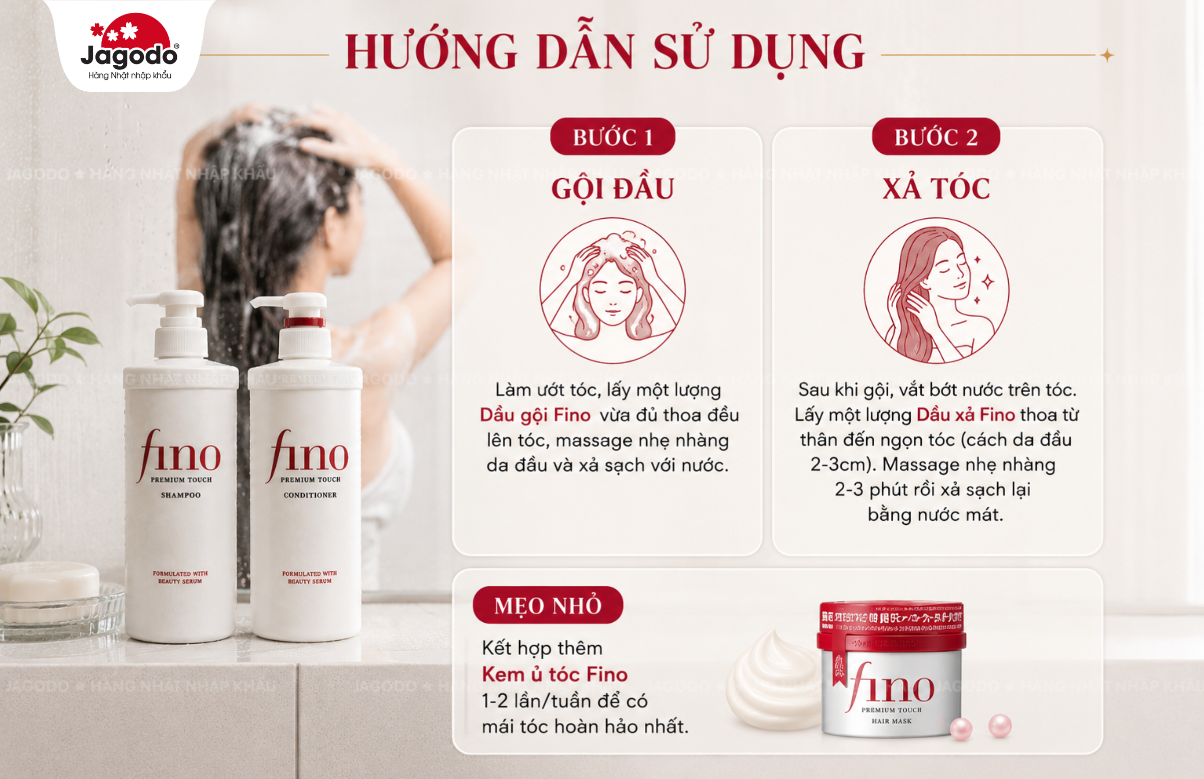 Hướng dẫn Cặp Gội Xả Fino Premium Touch Shiseido Nhật Bản 550ml