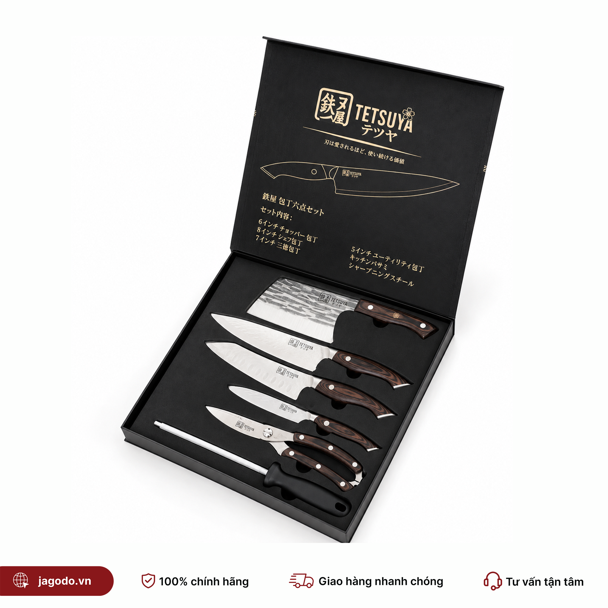0b205641 dao - Bộ Dao Bếp Cao Cấp 6 Món Tetsuya Nhật Bản Sang Trọng Tiện Lợi