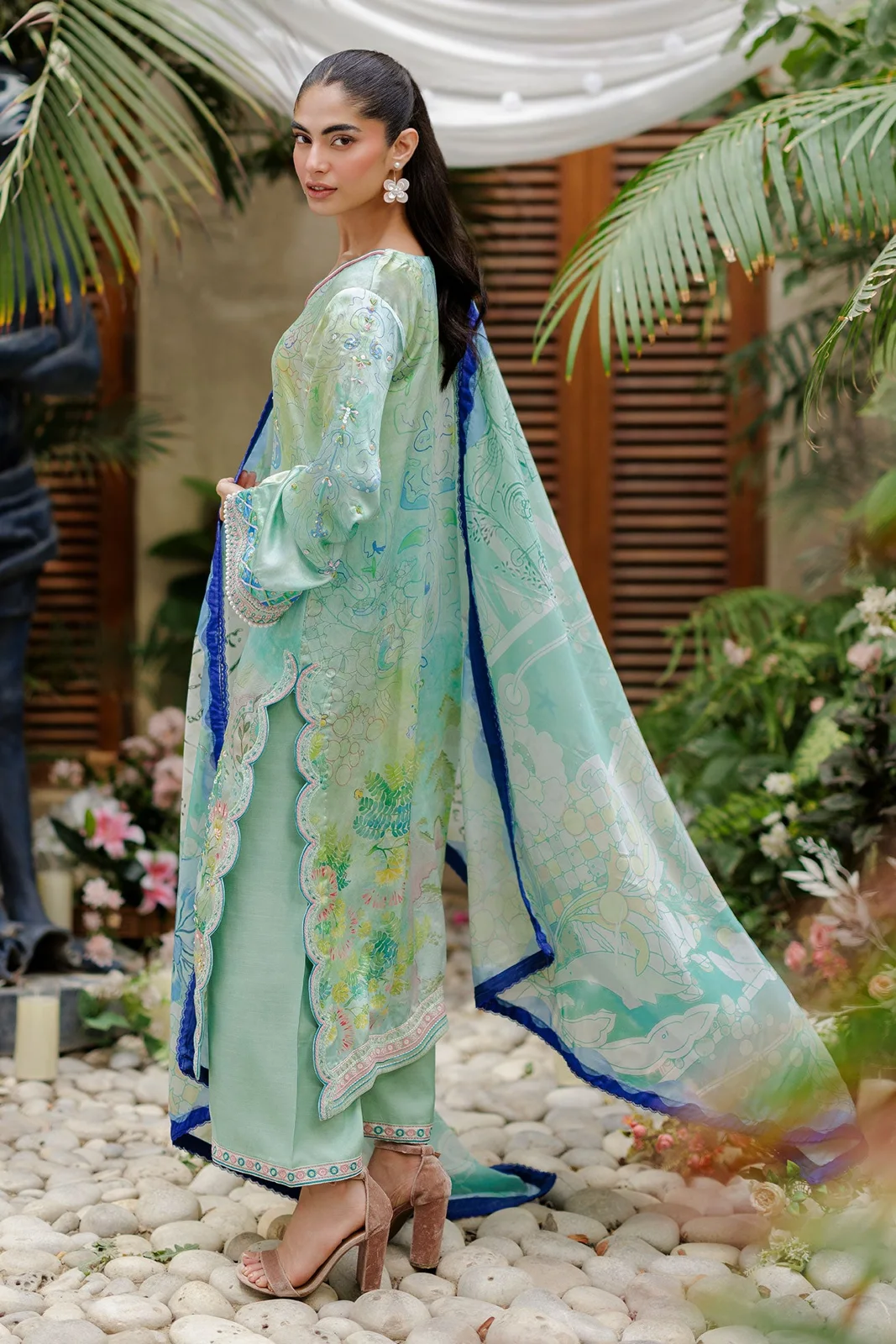 SS26DD-2937 GREEN PRINTED DUPATTA