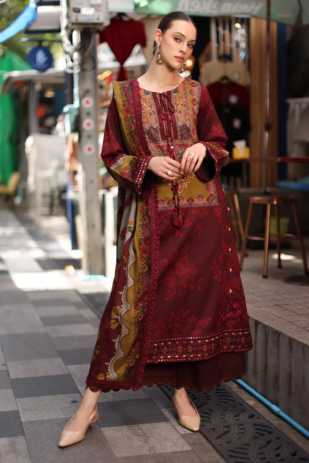 3-PC Stitched Embroidered Linen Collection ANW7-03P