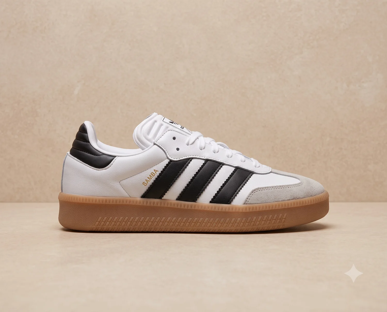 Adidas Samba - Blanco / Café - vista lateral