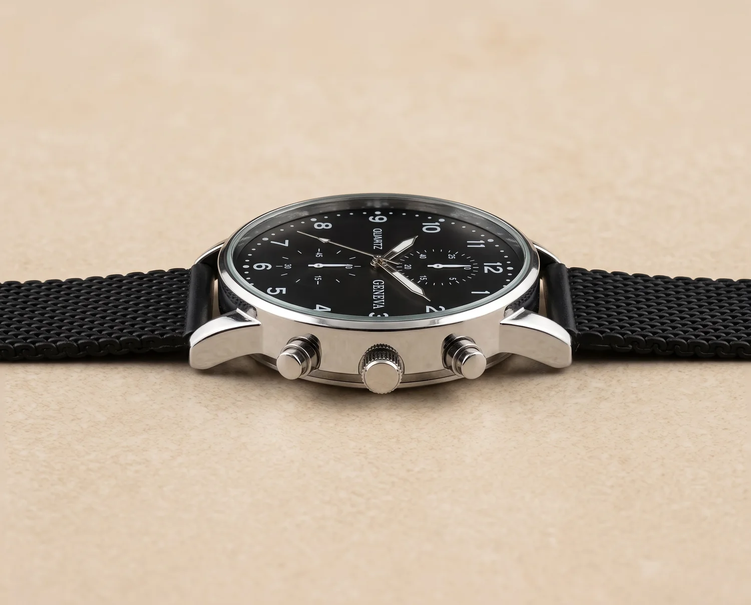 Reloj Geneva Negro Números - vista lateral