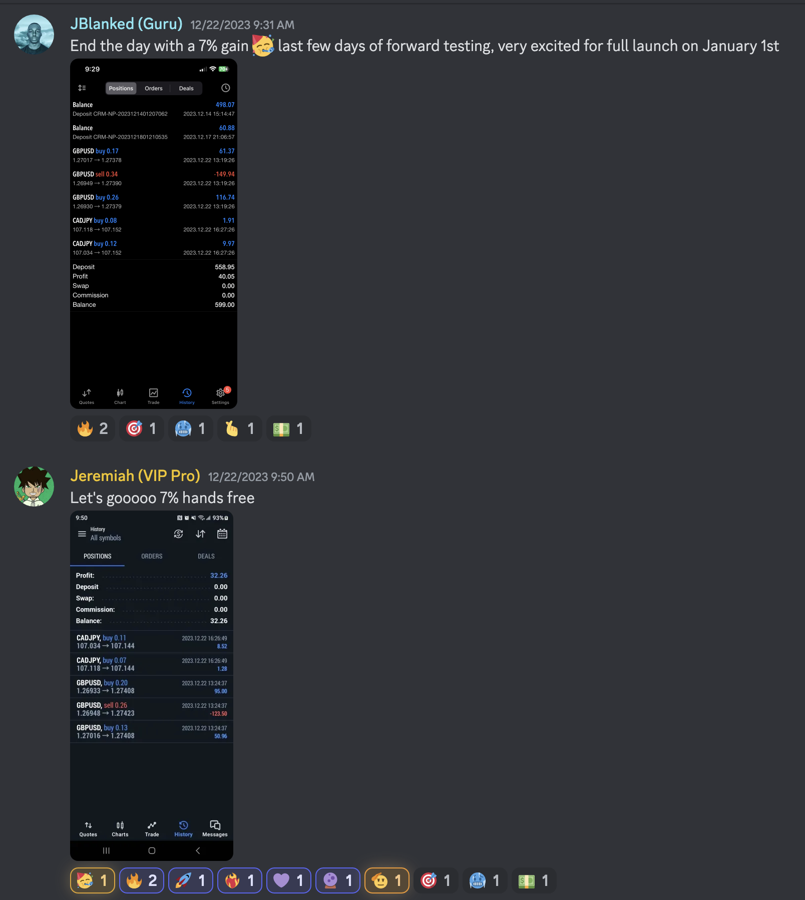 Trading Success Screenshot