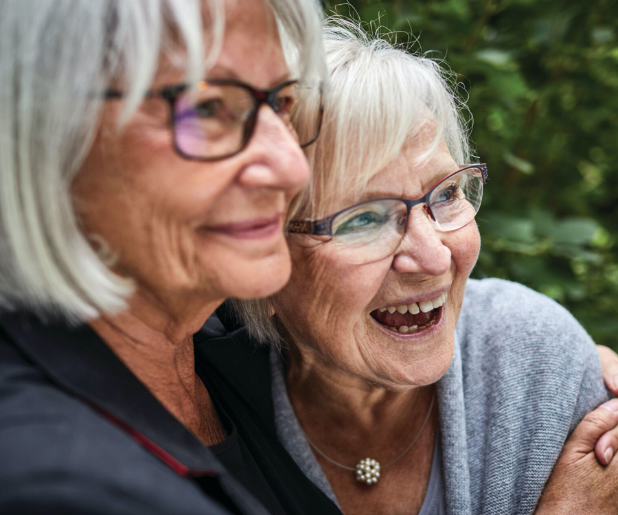 friends smiling and laughing together