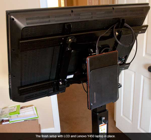 All the pieces together; the LCD and laptop mounted on the cart