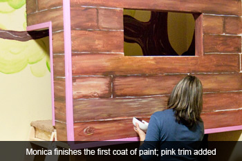 Monica adding the first coat of fairytale awesome.
