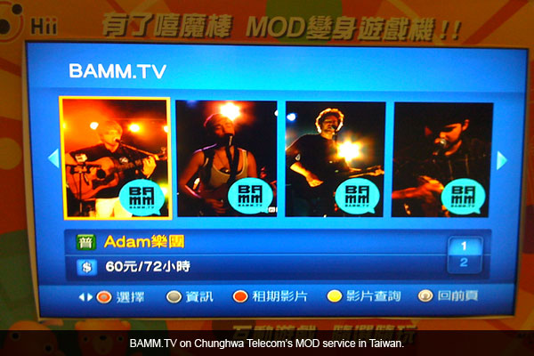 BAMM.TV on the CHT MOD platform in Taiwan.
