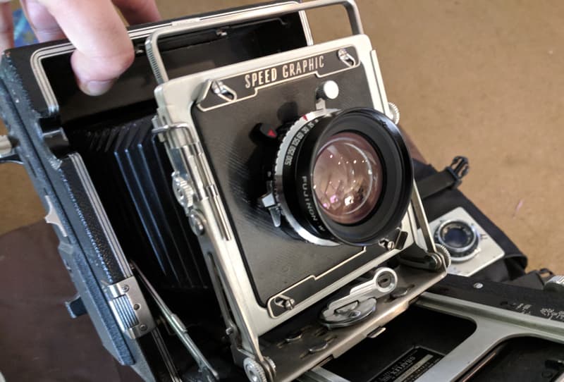 the fixed shutter, new lens boards, and loaded up Crown Graphic