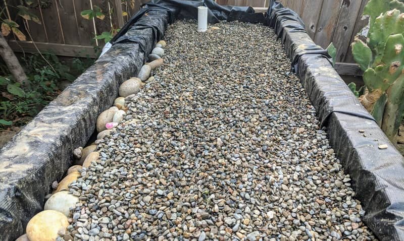 The finished planting layer above the water line.