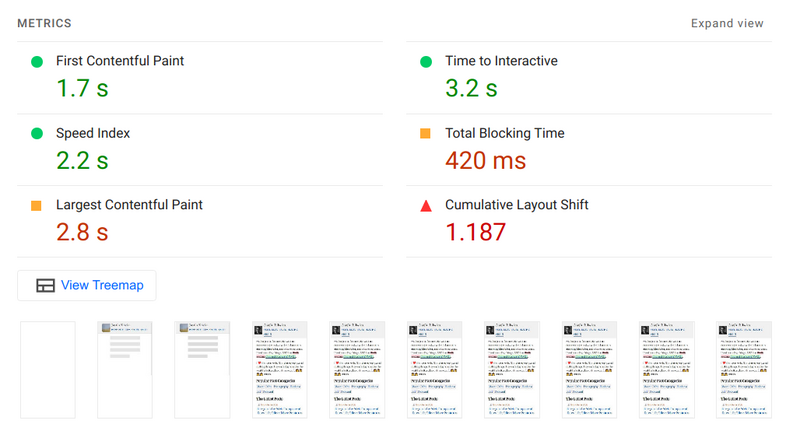 The telltale sign of a regression sits in a very poor lighthouse run for this very site.