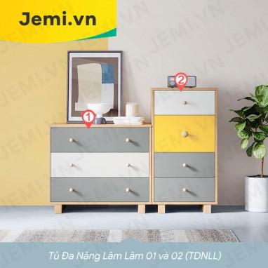 Tủ Nhỏ Lâm Lâm TNLL01, Tủ Đa Năng, Tủ Quần Áo Nhiều Hộc Lâm Lâm, Màu Vàng Trẻ Hóa Không Gian Sống