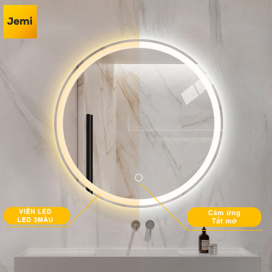Gương LED tròn treo tường, có cảm ứng tắt mở, nhiều size (đường kính) 45/50/60/70cm