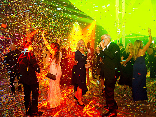 People dancing in a large room