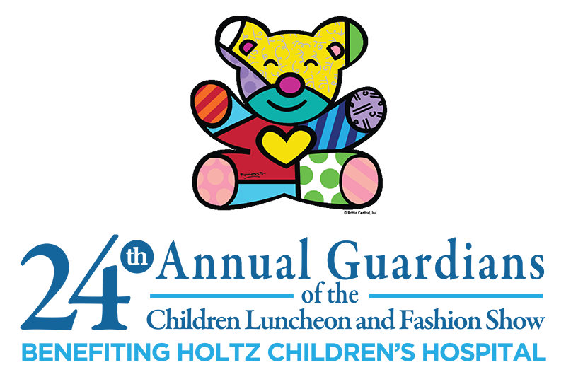 Logo that reads 24th Annual Guardians of the Children Luncheon and Fashion Show Benefiting Holtz Children's Hospital