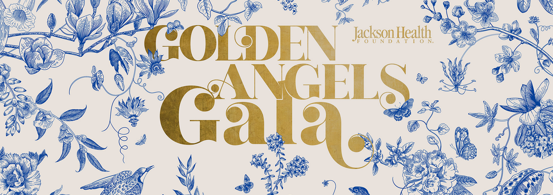 Banner of a logo that reads Golden Angels Gala, Jackson Health Foundation