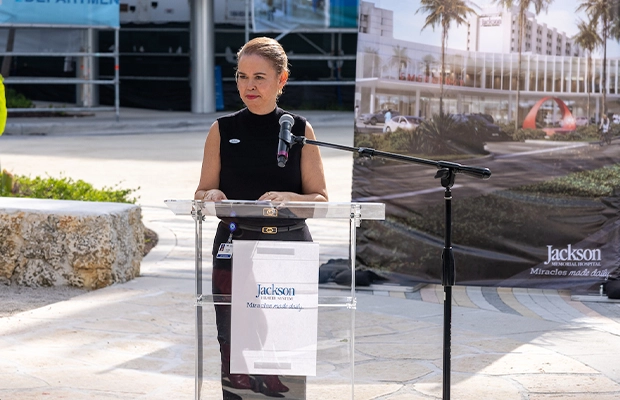 woman speaking to the public