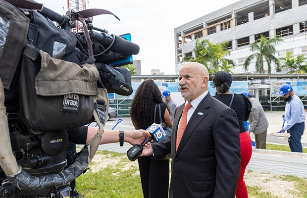 man speaking to the public