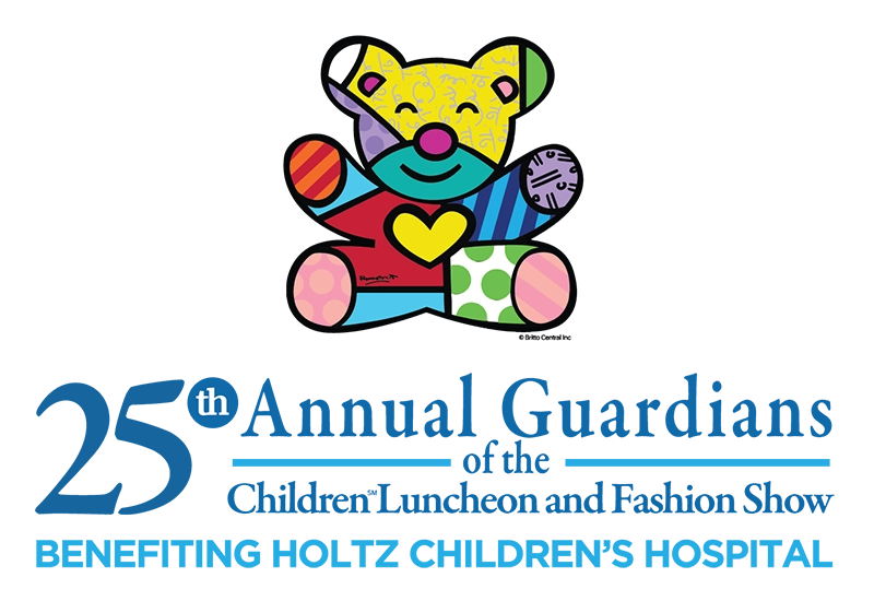 Logo that reads 25th Annual Guardians of the Children Luncheon and Fashion Show Benefiting Holtz Children's Hospital