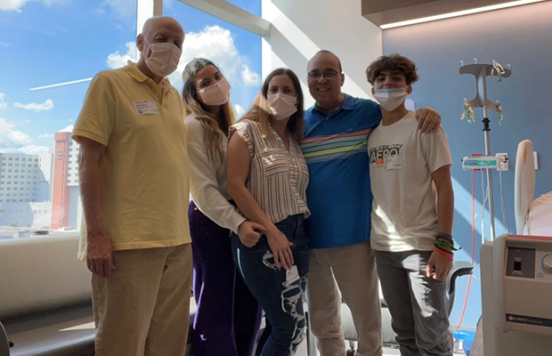 family group in hospital room