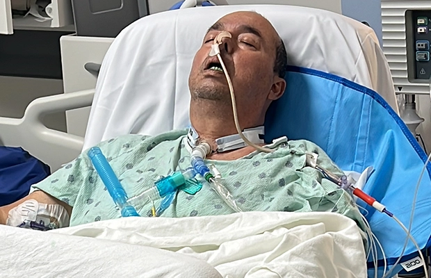 intubated man