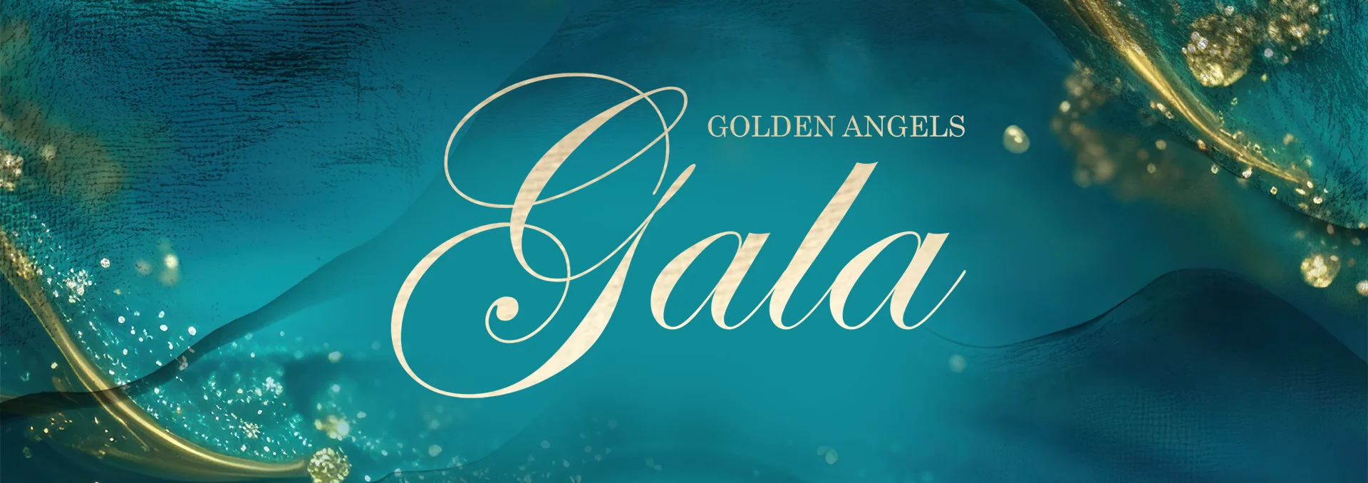 Wave background image with a logo over it that reads Golden Angels gala