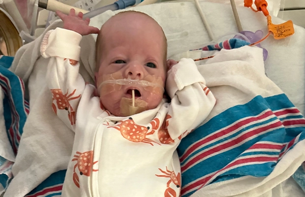Small baby on a ventilator