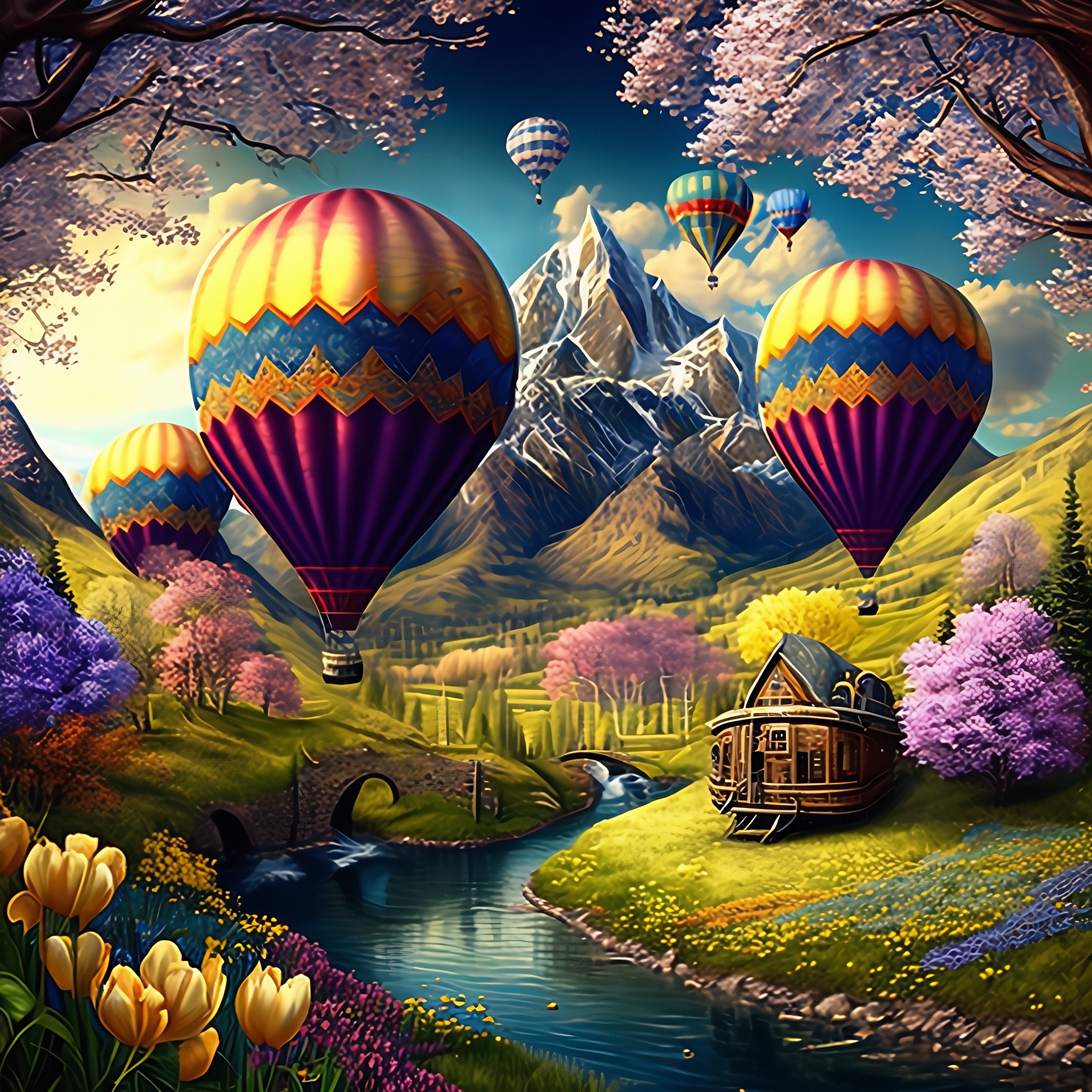 Hot Air Balloon Village jigsaw puzzle by Gotiva