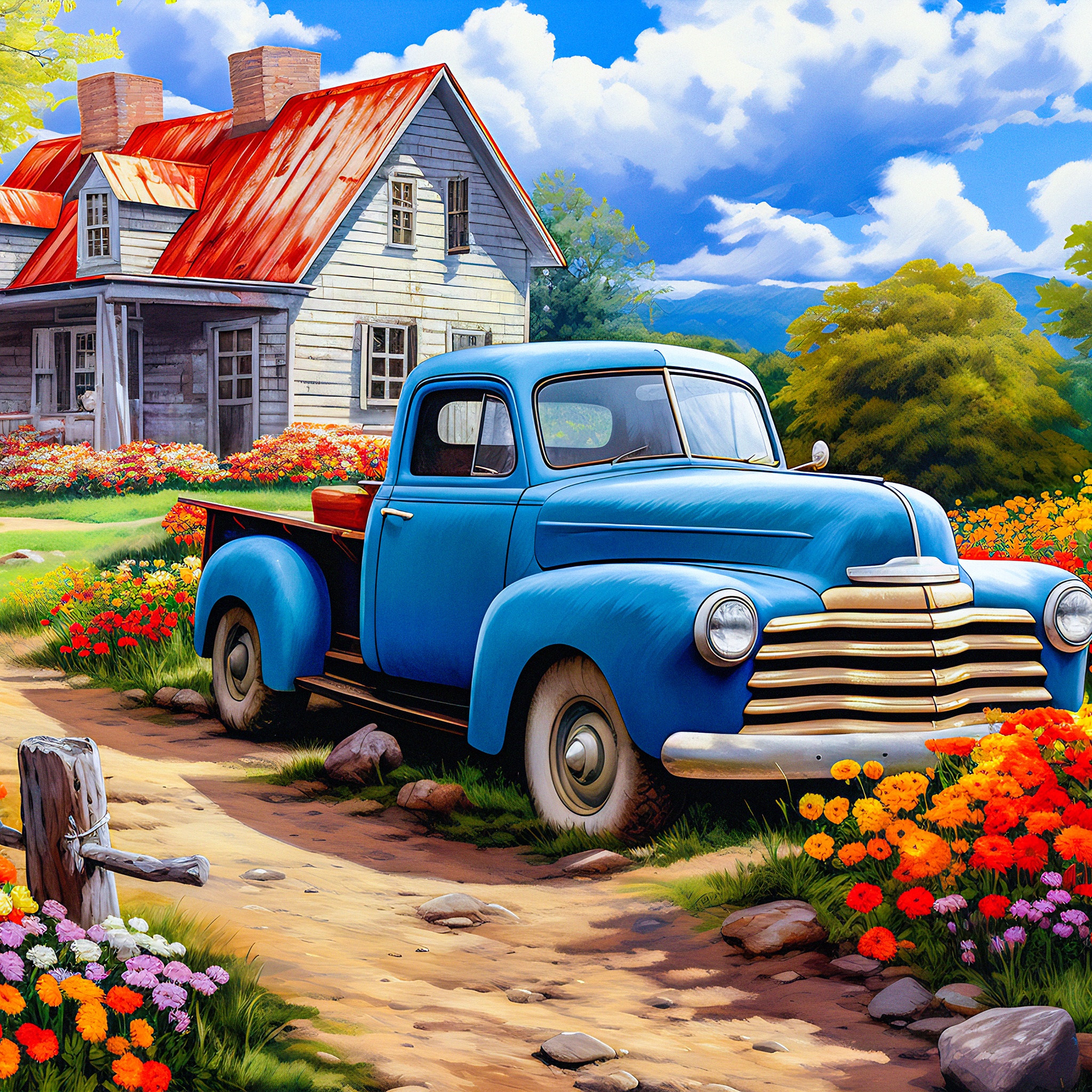 Flowers lining the driveway jigsaw puzzle by Gotiva