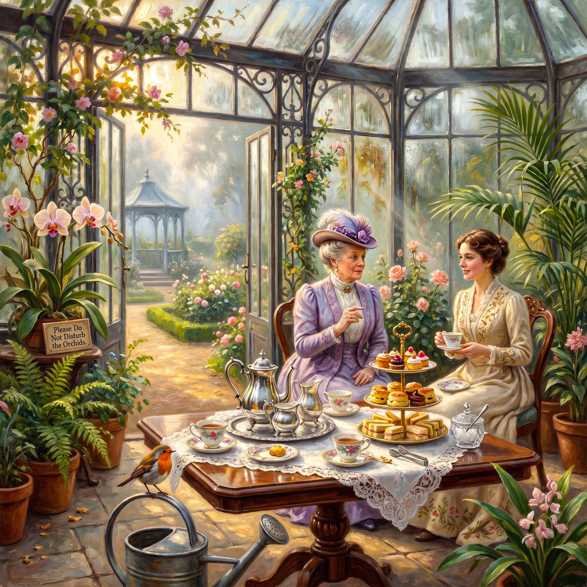 Victorian Greenhouse Tea jigsaw puzzle by Eliza Fairbourne