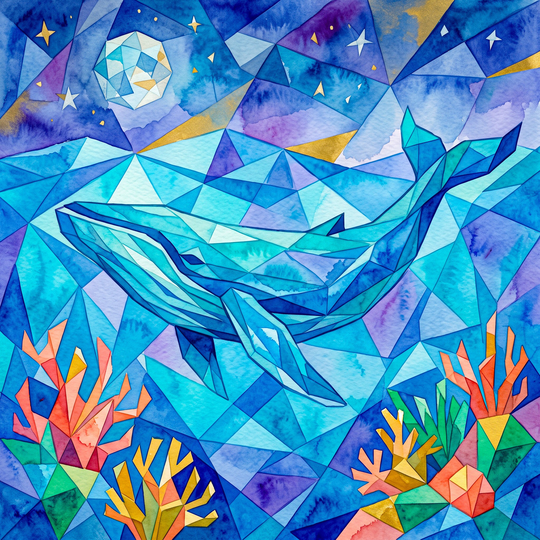 Whale jigsaw puzzle by Angie Watercolors