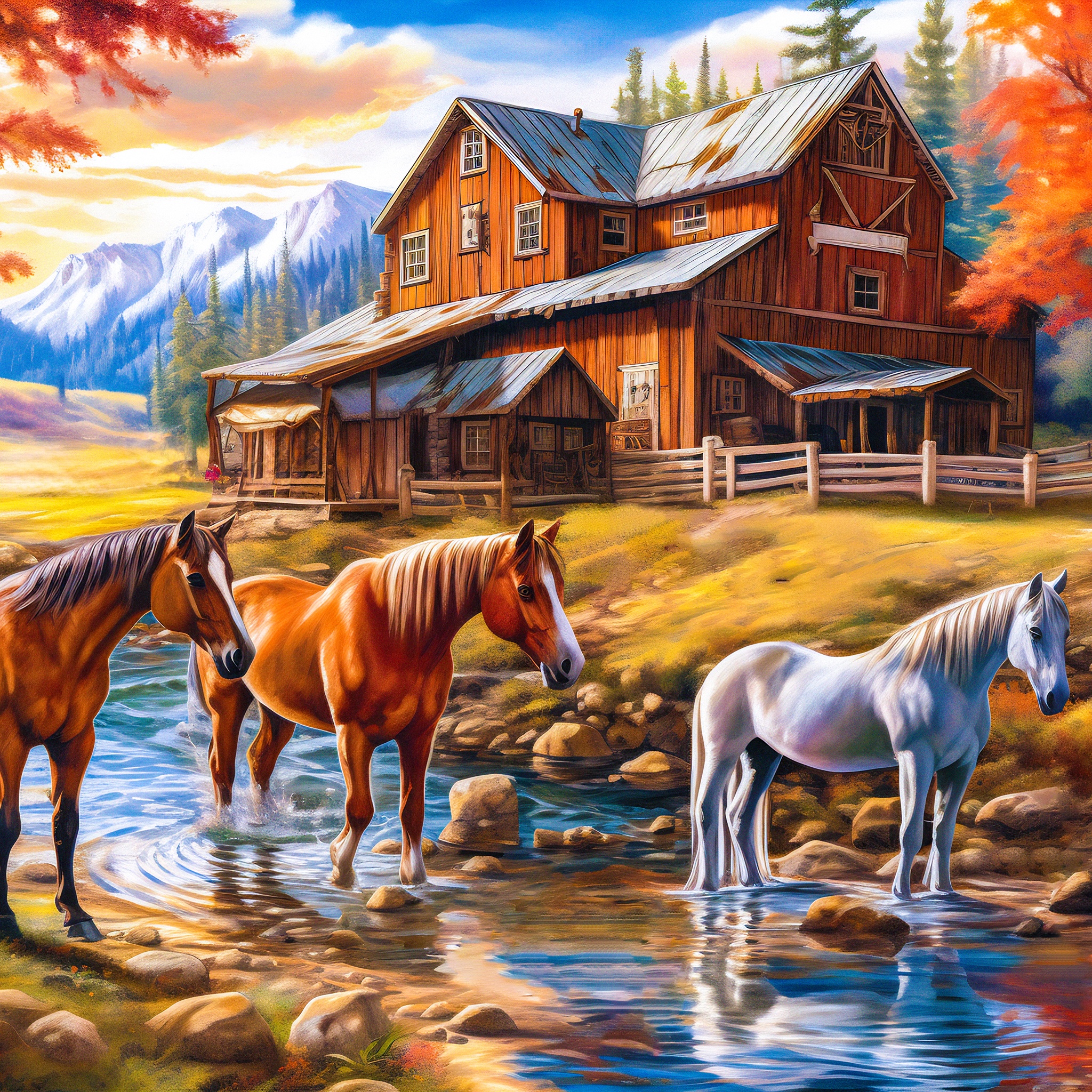 Barn and horses jigsaw puzzle by Gotiva