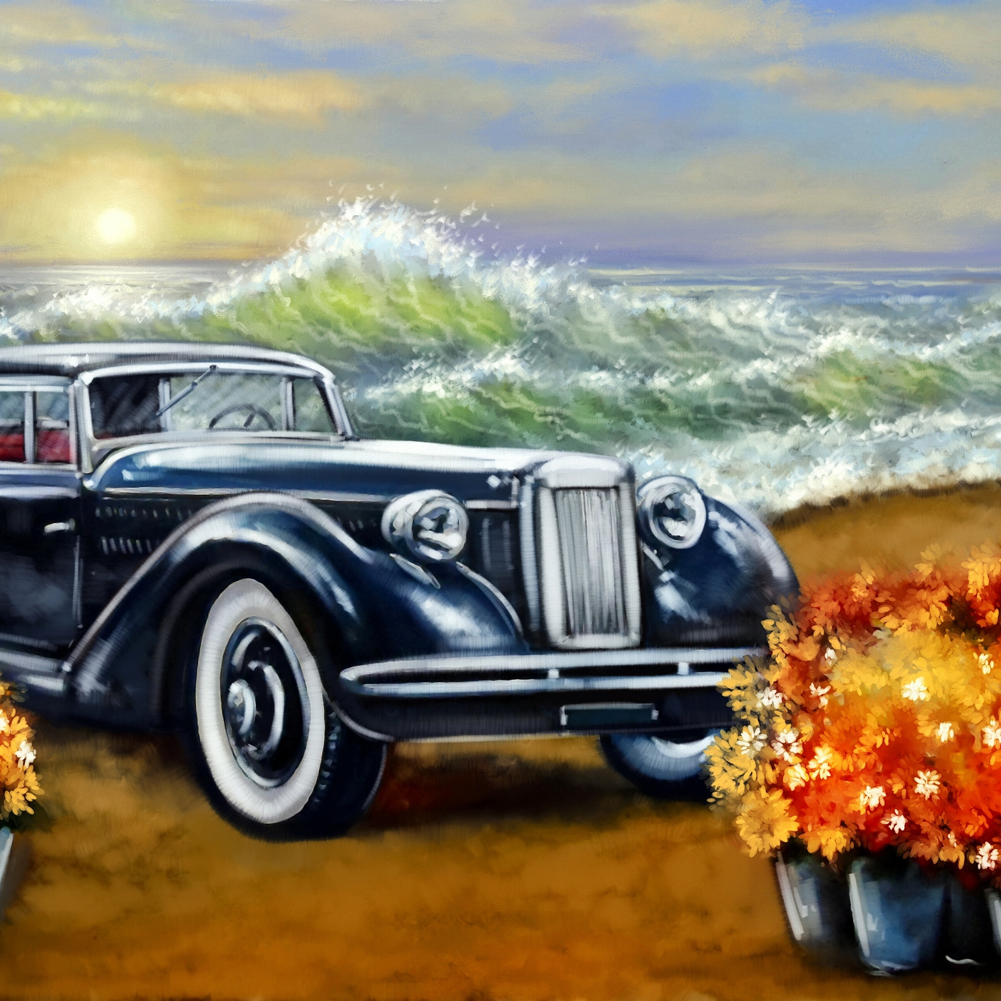Fictional car on the beach jigsaw puzzle by Gotiva
