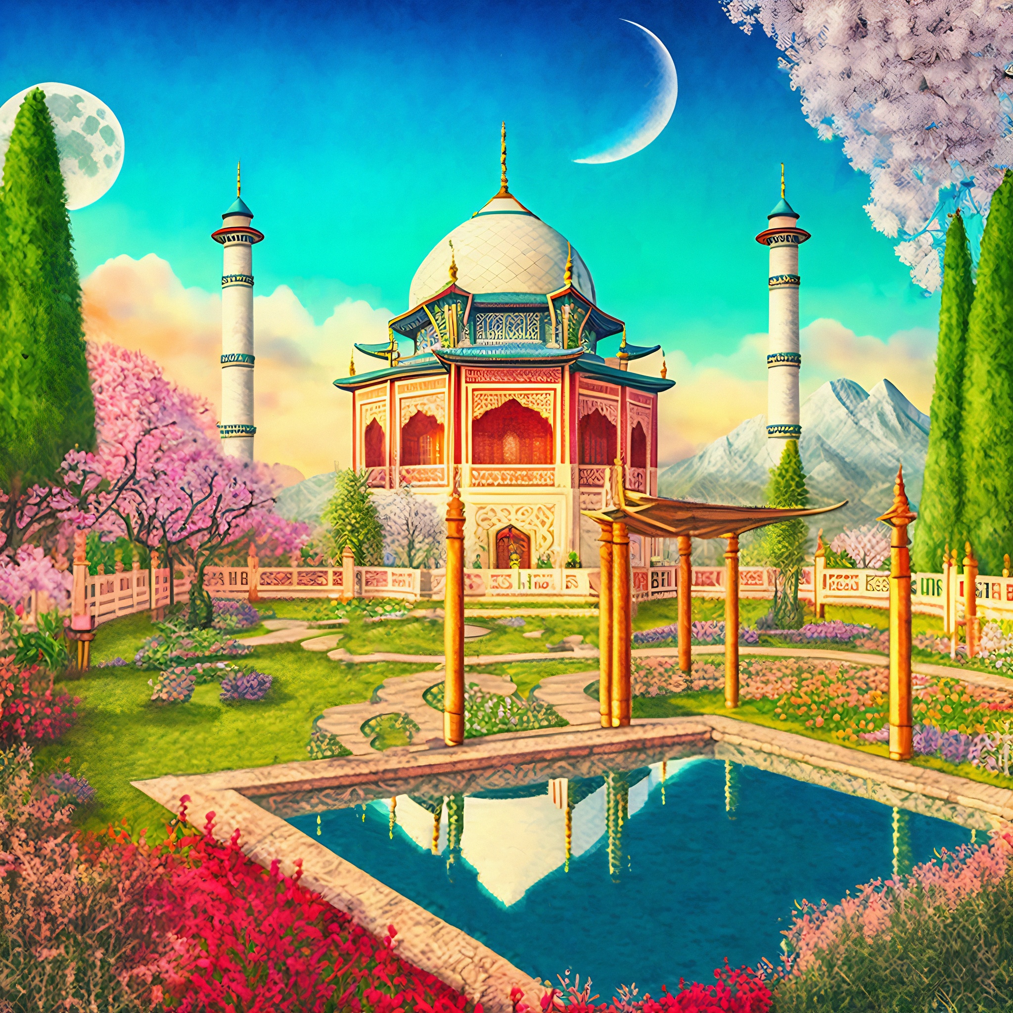Beautiful Mosque Painting jigsaw puzzle by Gotiva