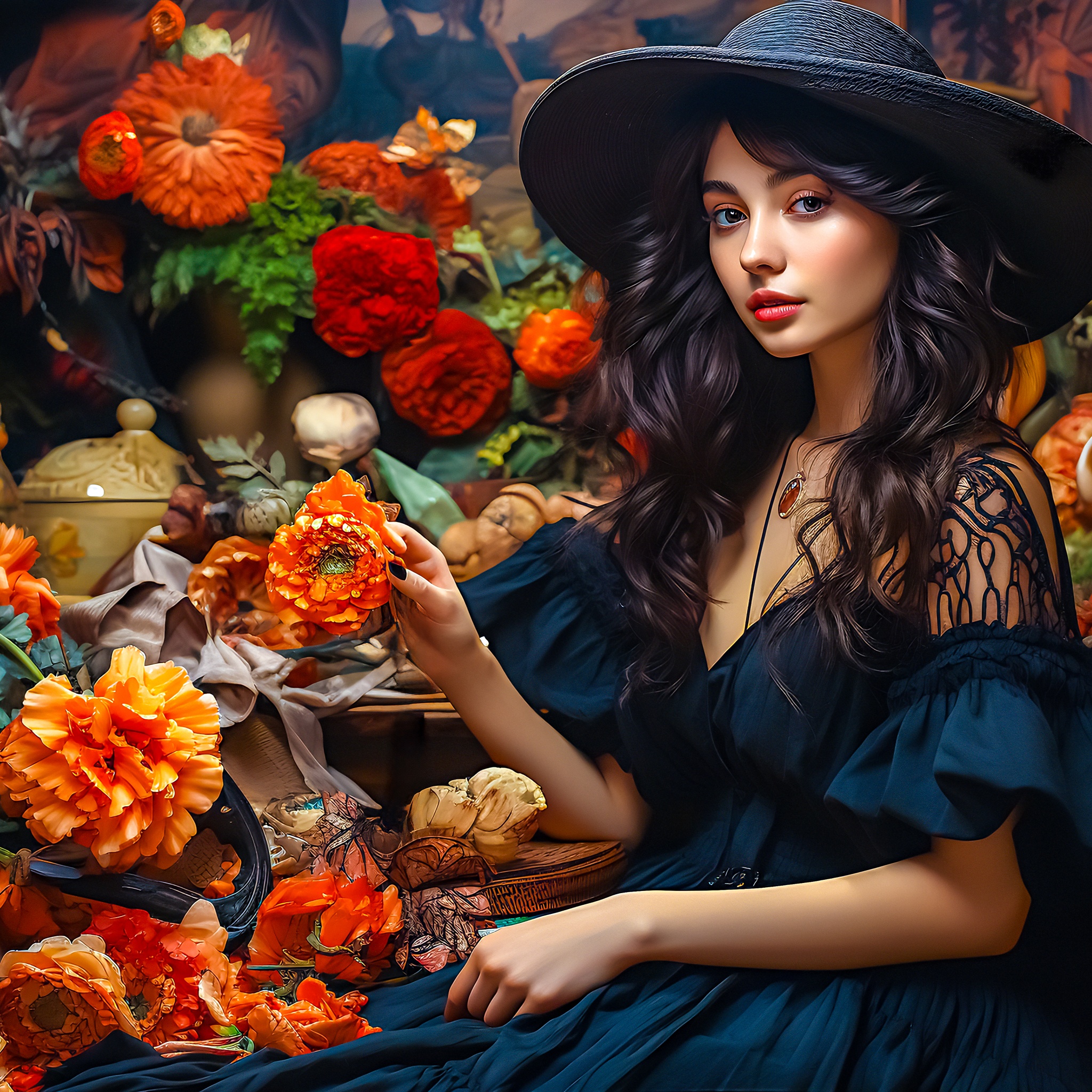 Hats and flowers jigsaw puzzle by Gotiva