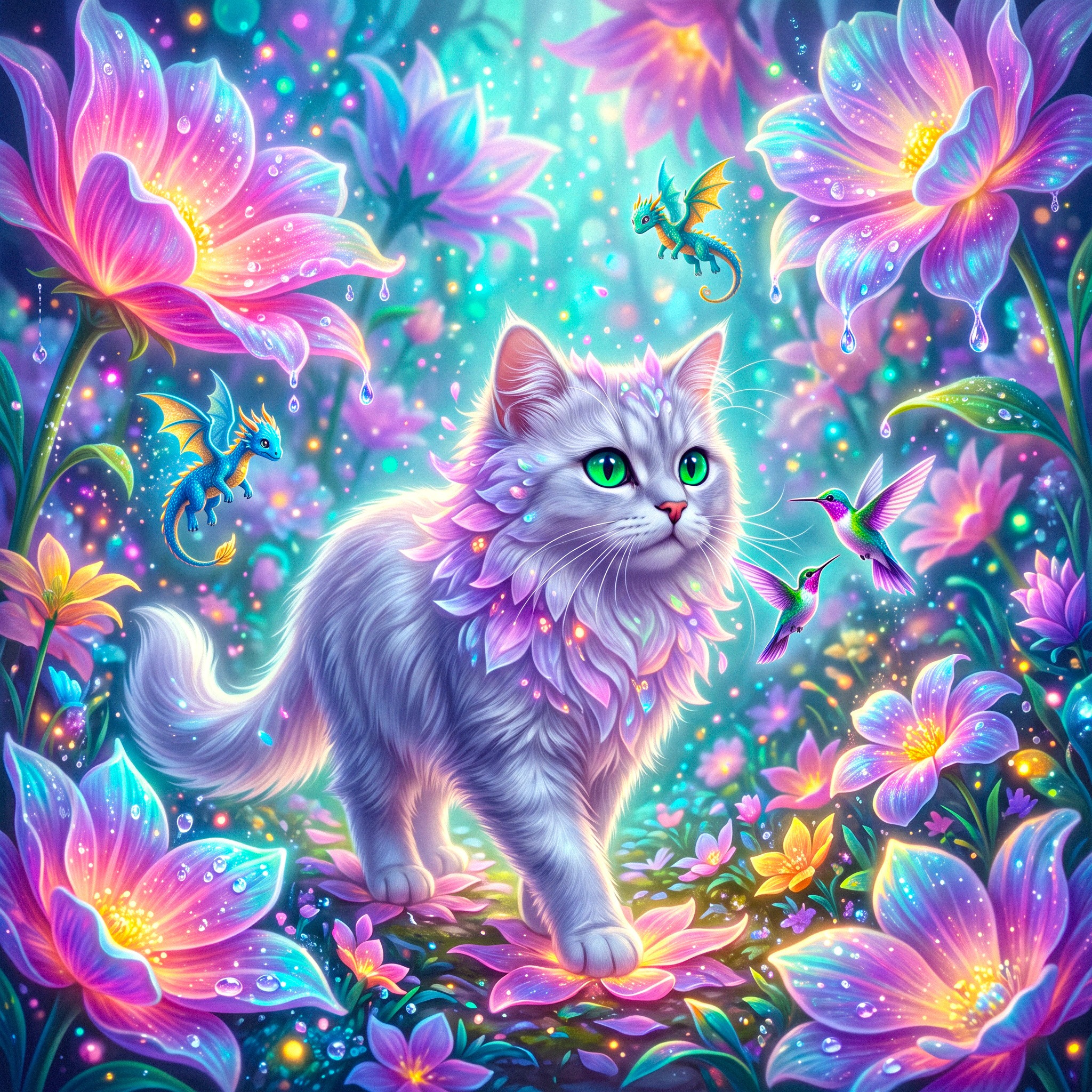 Kitty and Flowers jigsaw puzzle by Amazia Art