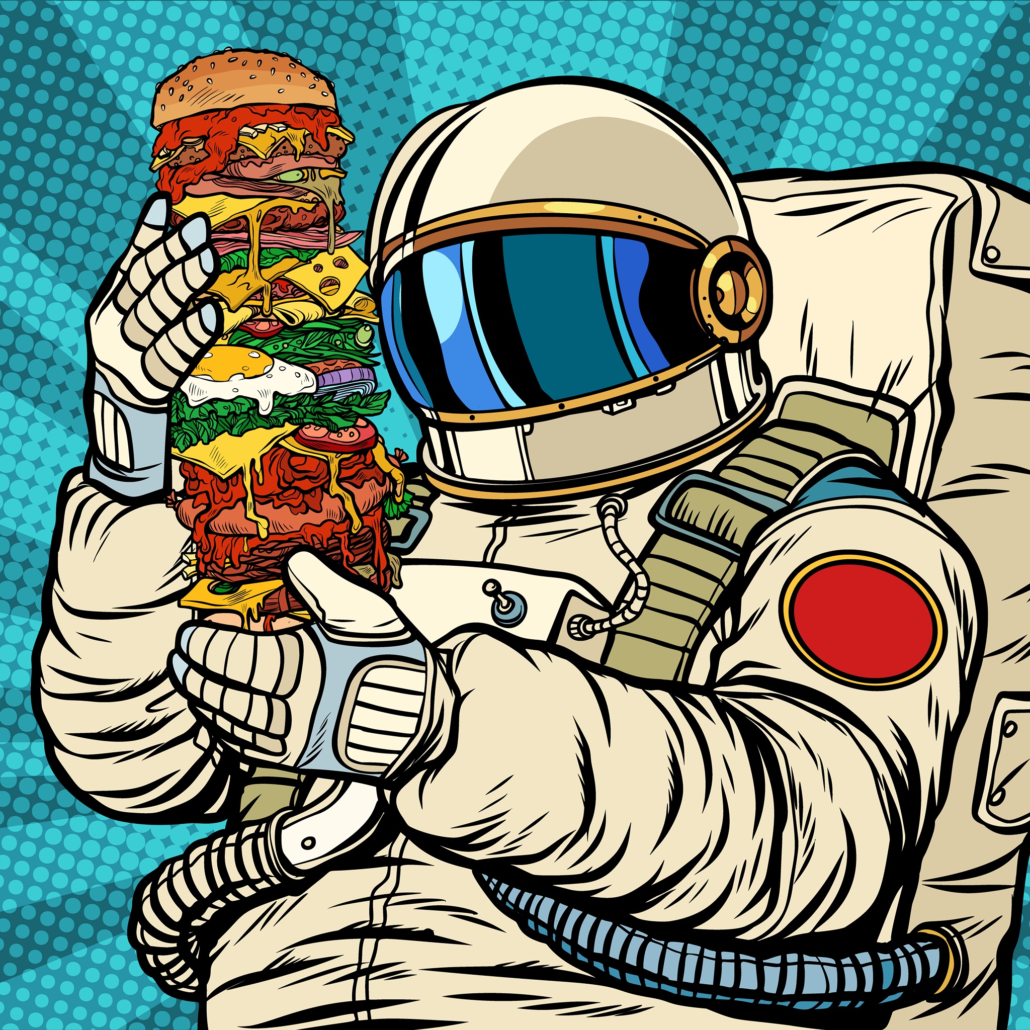 Astronaut with a giant burger jigsaw puzzle by Gotiva