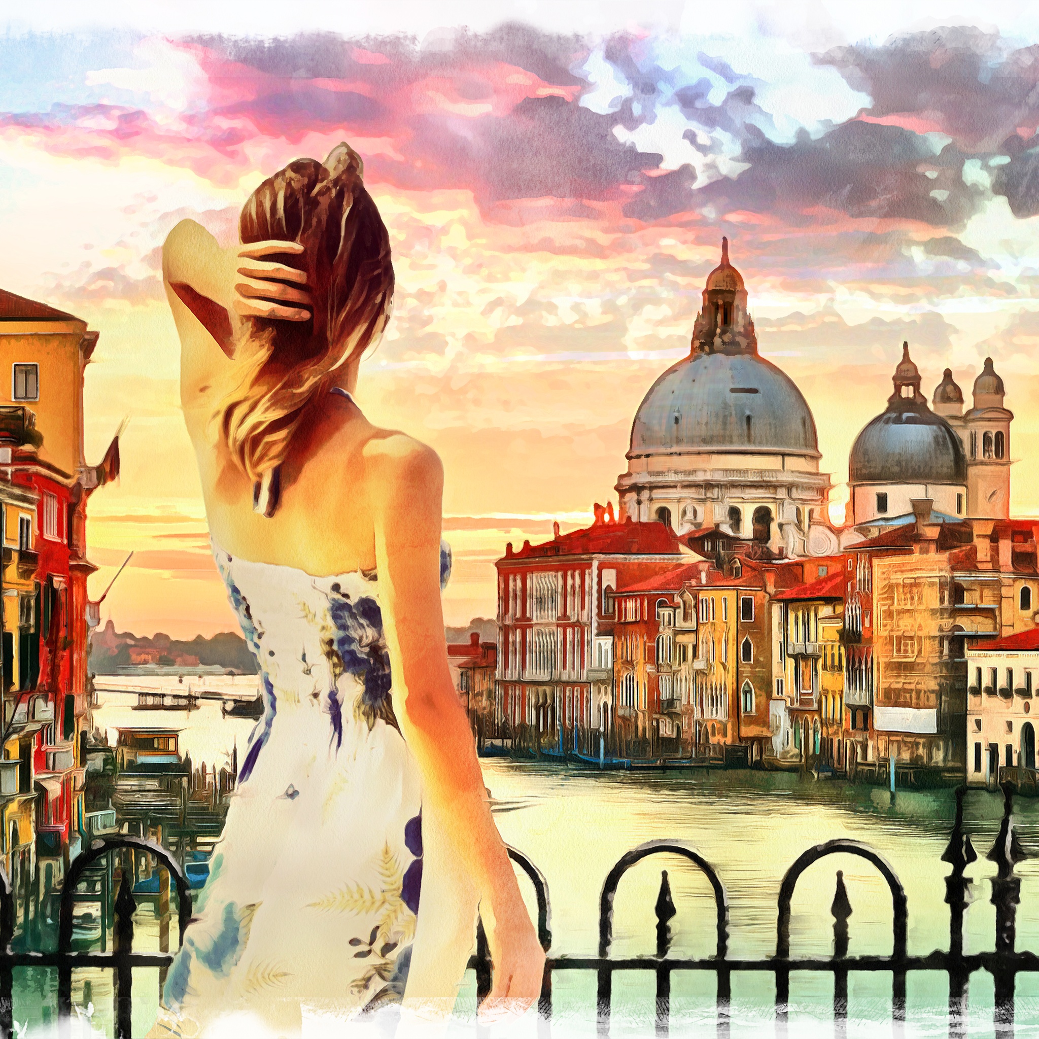 Girl Looking at Beautiful Scenery Oil Painting jigsaw puzzle by Gotiva