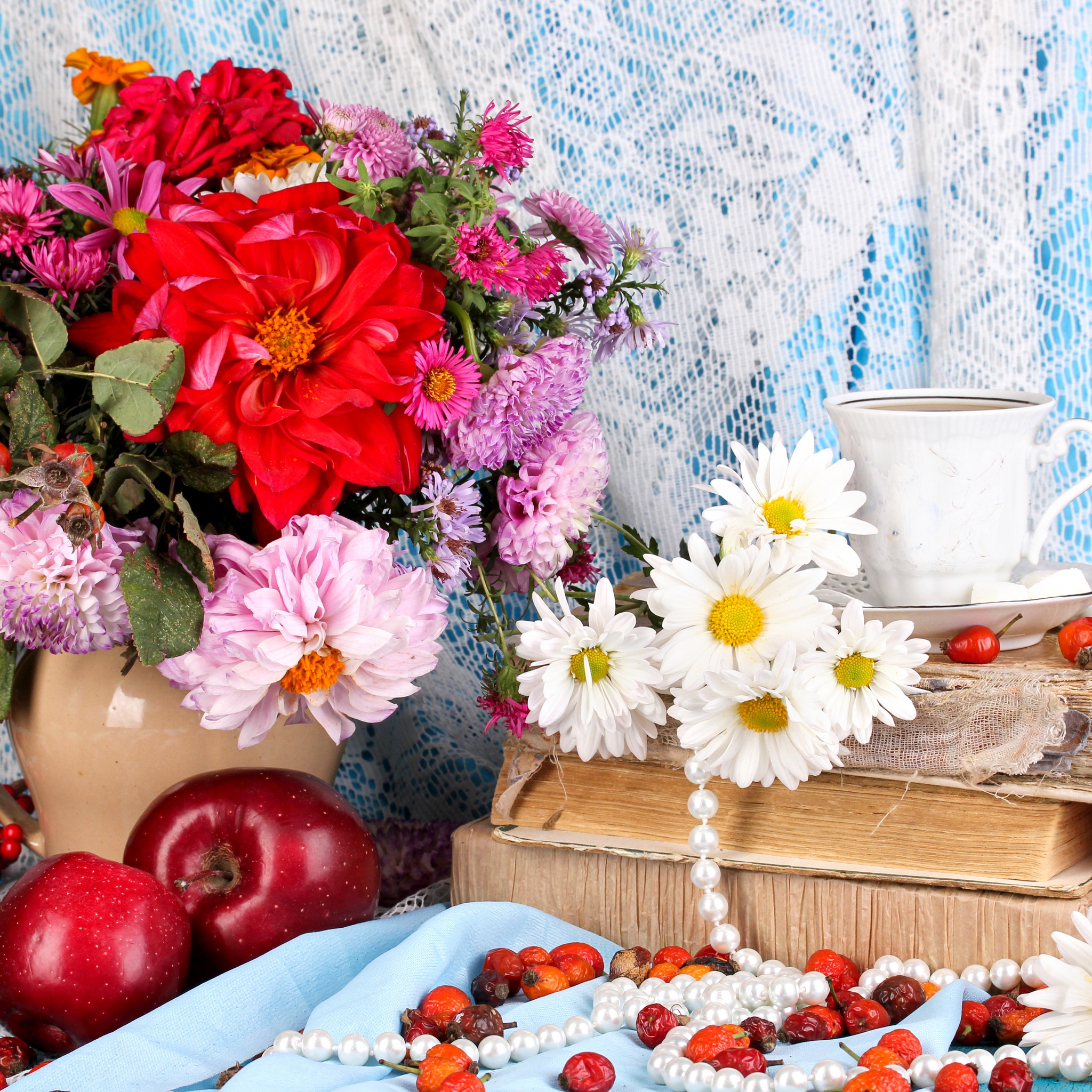 Flowers, Apple and Coffee jigsaw puzzle by Gotiva