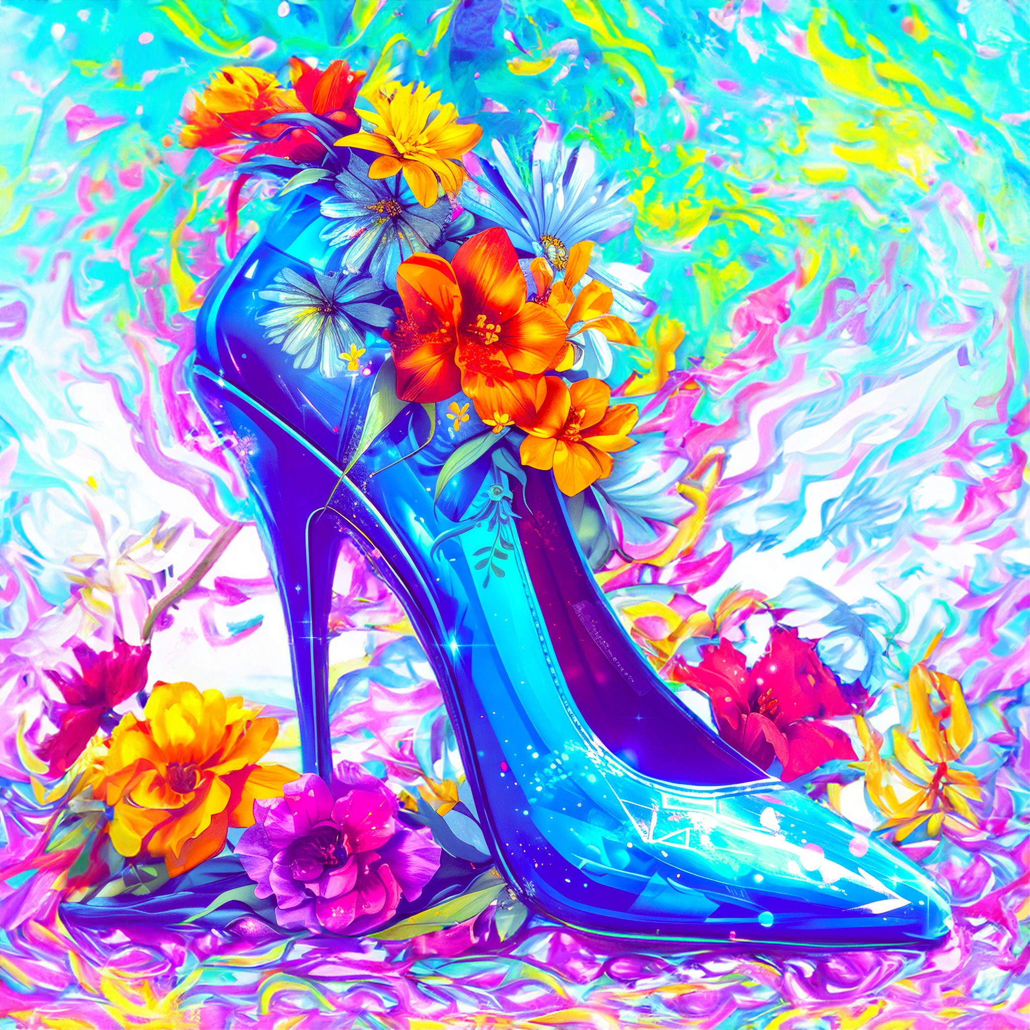 Blue high heel shoes jigsaw puzzle by Gotiva