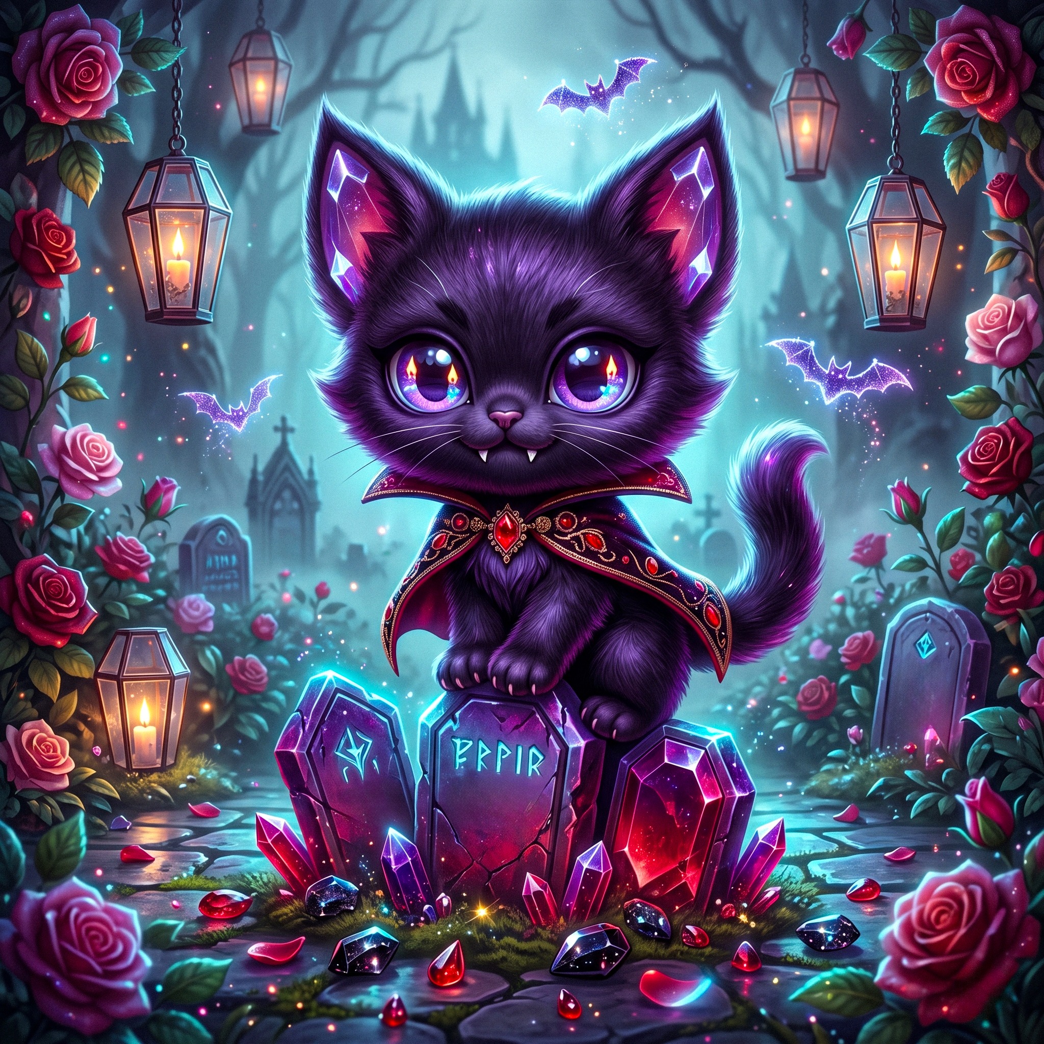 Vampire Cat jigsaw puzzle by Veloura Moonpetal