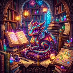 Dragon in Library jigsaw puzzle by Your Knight